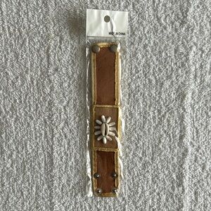 Stylish Brown and Gold Wearable Band Bracelet with White Accents